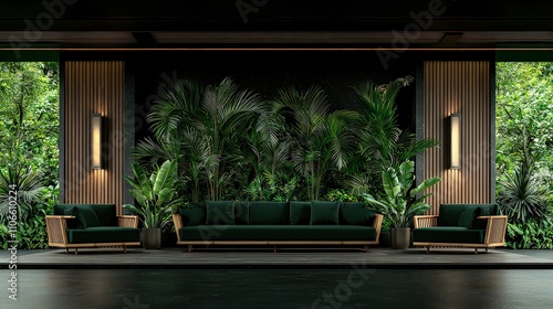 Tropical-inspired living room design urban jungle interior decor lush environment modern viewpoint serenity concept