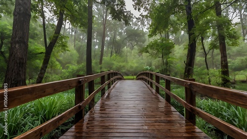 wooden bridge in the woods