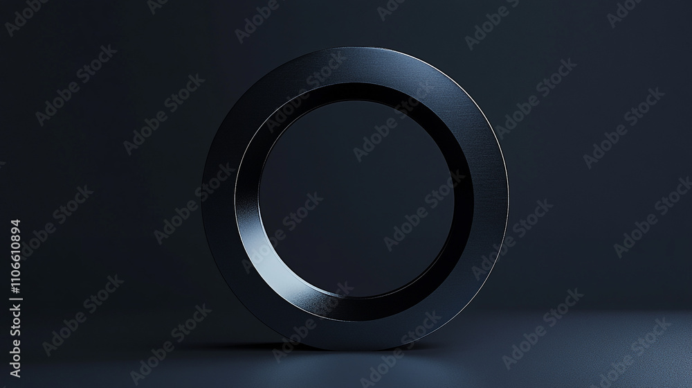 Simple black ring on dark background showcasing modern design and minimalism Simple black ring on dark background showcasing modern design and minimalism