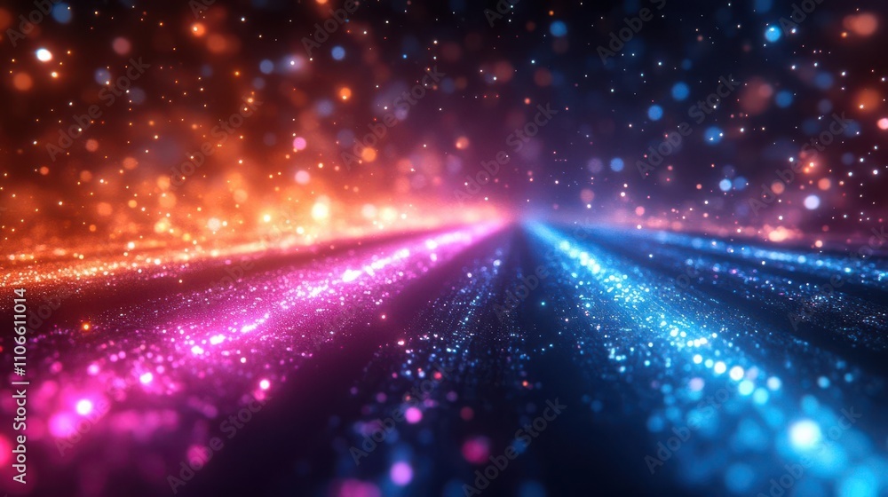 A colorful digital landscape with vibrant glowing lines of light in shades of pink, blue, and orange, creating a sense of depth and motion. A colorful digital landscape with vibrant glowing lines of light in shades of pink, blue, and orange, creating a sense of depth and motion.