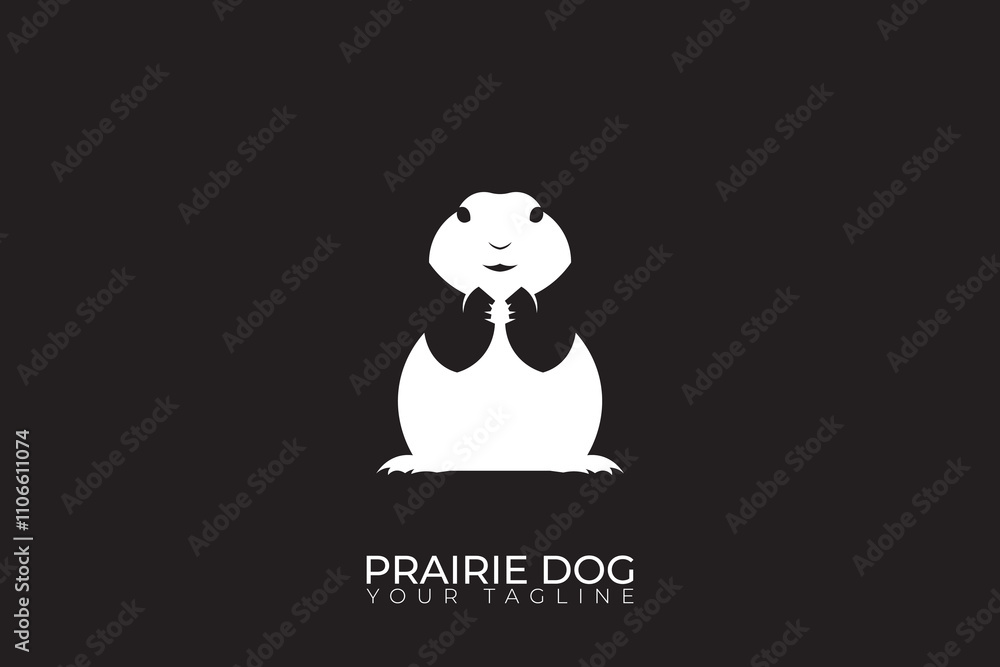 Prairie dog silhouette logo, simple prairie dog logo on black background Prairie dog silhouette logo, simple prairie dog logo on black background