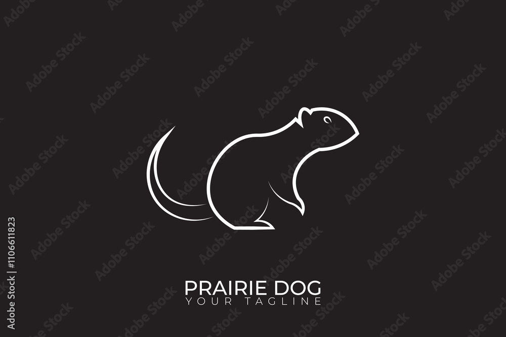 Fototapeta premium Prairie dog silhouette logo, simple prairie dog logo on black background