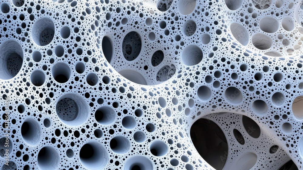 Abstract White Structure With Numerous Circular Holes Abstract White Structure With Numerous Circular Holes