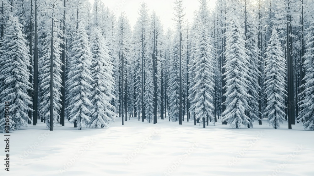 Snowy Winter Forest Landscape Serene Cold Christmas Nature Scene Snowy Winter Forest Landscape Serene Cold Christmas Nature Scene