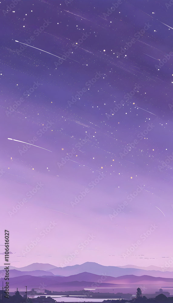 Purple Night Sky with Shooting Stars Purple Night Sky with Shooting Stars