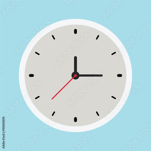 clock vector flat illustration isolated on blue background