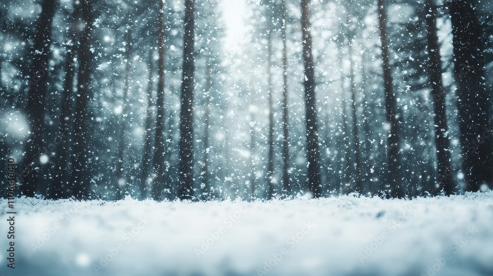Winter Wonderland Snow Falling in Snowy Forest Background Winter Wonderland Snow Falling in Snowy Forest Background