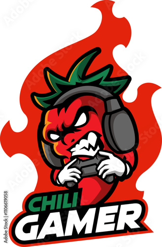 Chili gamer mascot esport logo design