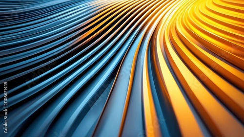 Wallpaper Mural Abstract Blue and Gold Curving Lines Design Torontodigital.ca