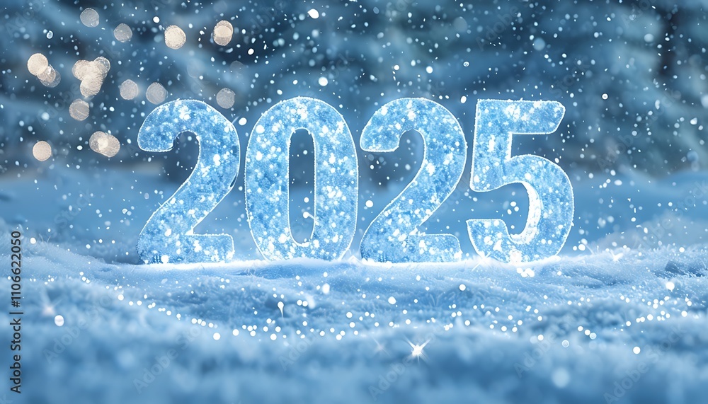 shining 2025 in a snowy wonderland of light snowflakes shining 2025 in a snowy wonderland of light snowflakes