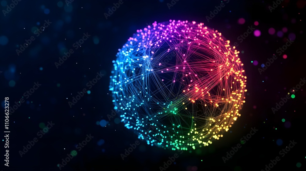 Obraz premium Colorful Network Sphere Abstract