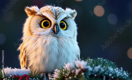 owl christmas Owl on christmas tree  animal, decoration, season, bird photo