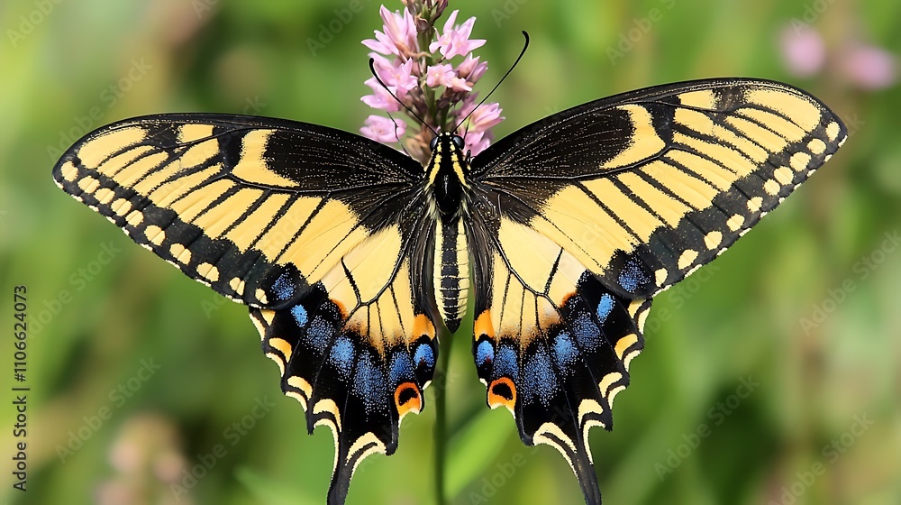 Fototapeta premium Close-up of colorful butterfly on wildflower 