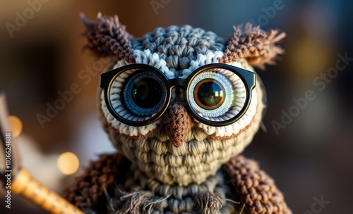 owl christmas Crochet owl doll with glasses, detailed and wise, cute and charming  animal, decoration, season, bird photo