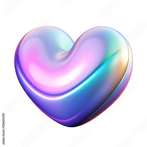HEART shape   Abstract holographic 3d  cartoon style illustration 