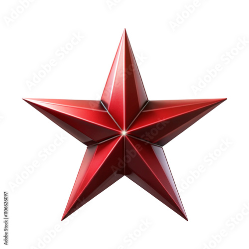 A 3d red star isolated on a transparent background, PNG file photo