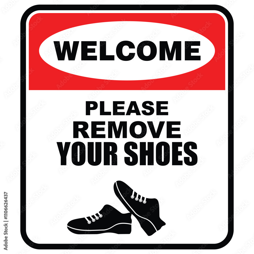 Welcome, Please remove your shoes, sticker vector Welcome, Please remove your shoes, sticker vector