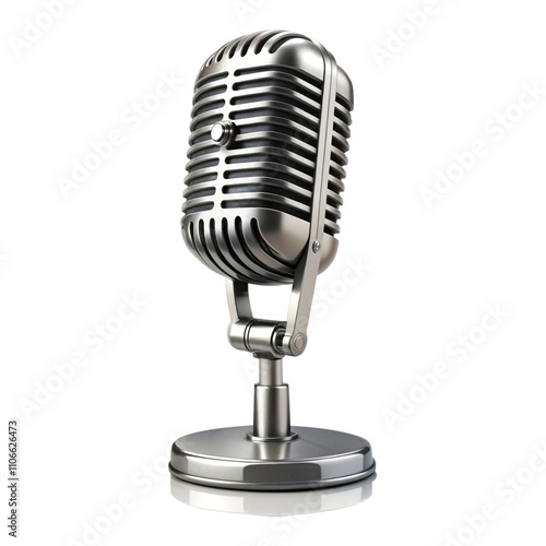 retro microphone isolated on white background, A 3d vintage microphone PNG file