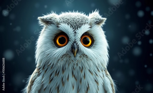 owl christmas Winter is coming; frightened owl on cold dark night background  animal, decoration, season, bird photo