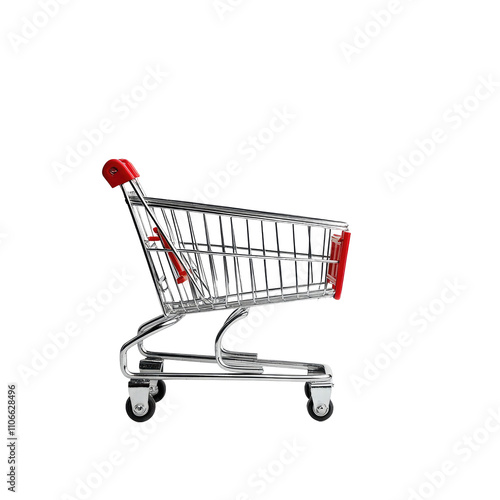 A shopping cart, white background, cutout PNG photo