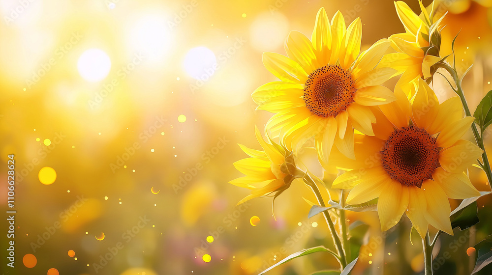 Watercolor art of a sunflower bouquet glowing softly under the golden light of sunset Watercolor art of a sunflower bouquet glowing softly under the golden light of sunset