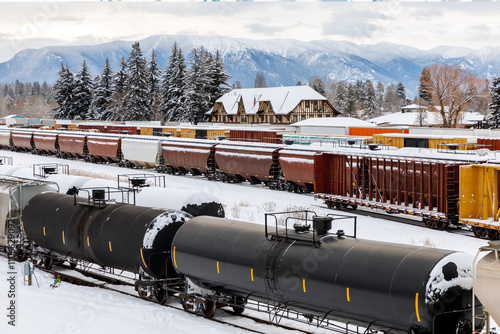 train depot in winter, Whitefish, Montana photo