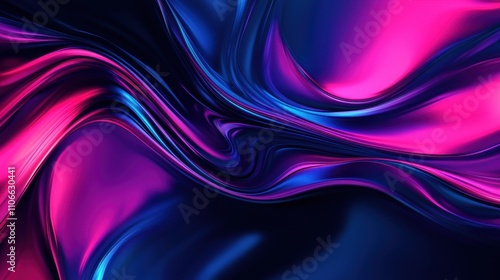 Abstract Swirling Neon Pink and Blue Hues