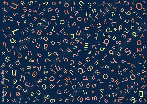 colorful armenian alphabet seamless pattern background vector design