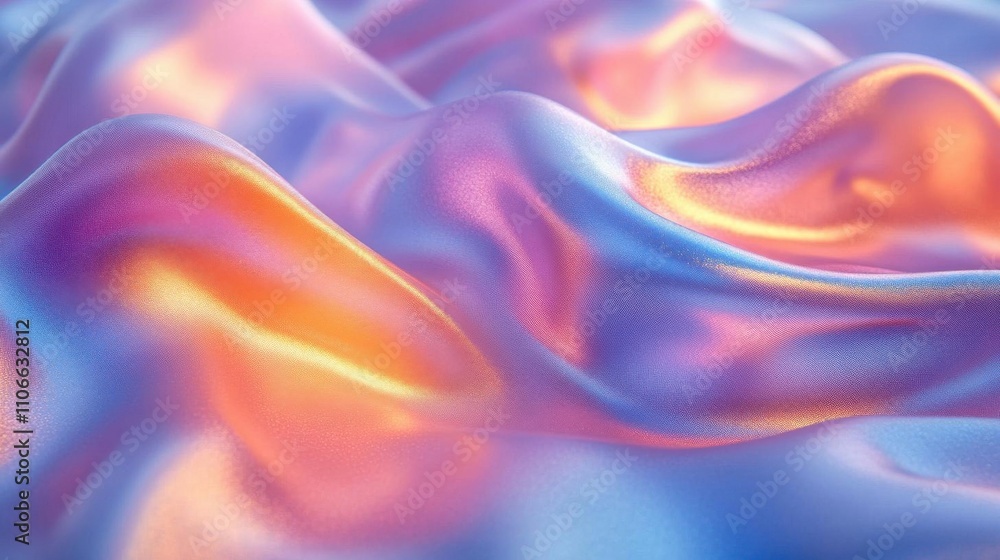 A close-up view of iridescent, flowing fabric with a blend of soft purple, pink, and orange hues, creating a dreamlike, textured appearance. A close-up view of iridescent, flowing fabric with a blend of soft purple, pink, and orange hues, creating a dreamlike, textured appearance.