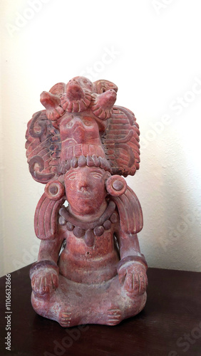 facsimile terra cotta aztec or mayan god   photo