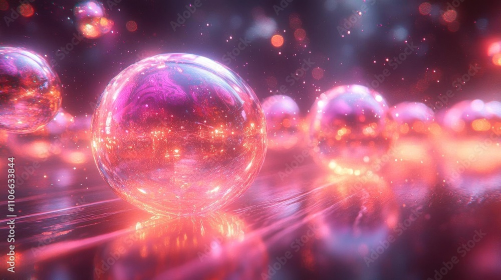 A vibrant scene featuring luminous spheres with a glowing, abstract background, evoking a sense of depth and energy. A vibrant scene featuring luminous spheres with a glowing, abstract background, evoking a sense of depth and energy.