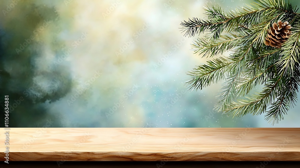 A beautiful watercolor background featuring delicate fir branches forming a frame, perfect for adding a touch of winter charm to your seasonal design projects. A beautiful watercolor background featuring delicate fir branches forming a frame, perfect for adding a touch of winter charm to your seasonal design projects.
