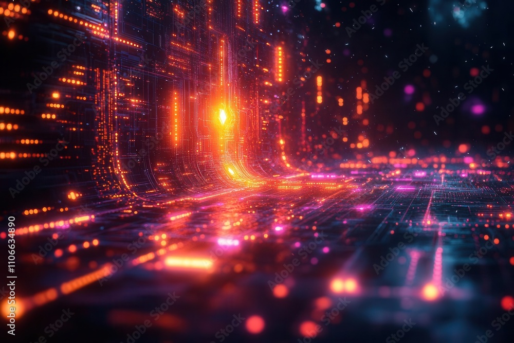 Fototapeta premium digital background designed for technology, ai, data, audio, and graphics, featuring abstract shapes and patterns that evoke a sense of innovation and modernity in a digital landscape