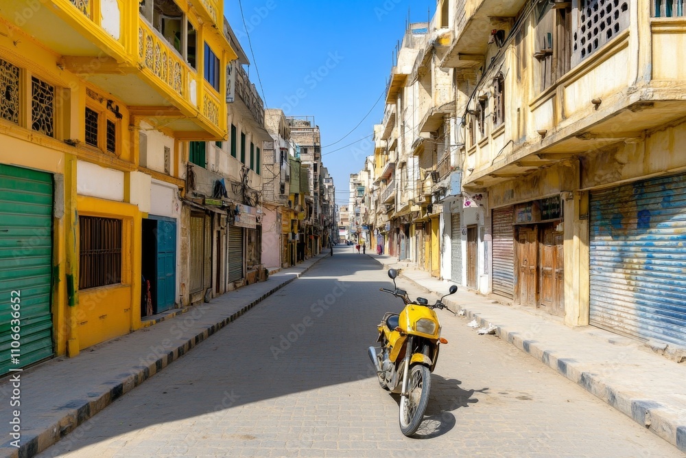 Obraz premium A bustling food street in an Indian city, with vibrant spices, aromatic dishes, and colorful decorations