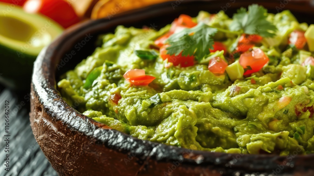 Freshly Displayed Guacamole Ready to Eat Freshly Displayed Guacamole Ready to Eat