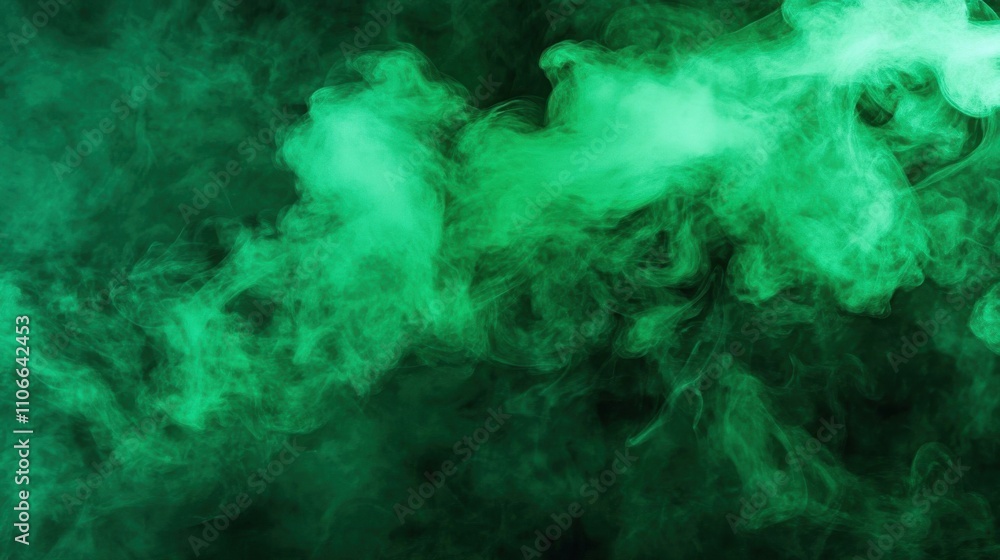 Abstract representation of flying smoke in vibrant green. Abstract representation of flying smoke in vibrant green.