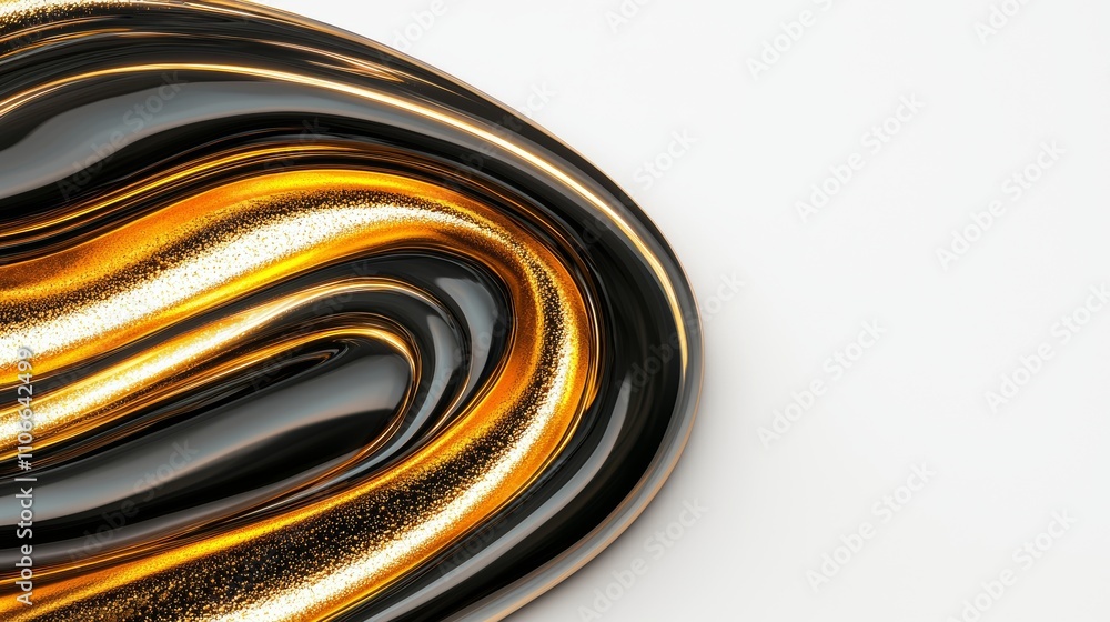 abstract strokes of black with rich gold accents, stylish closeup, digital art, isolated on white background abstract strokes of black with rich gold accents, stylish closeup, digital art, isolated on white background