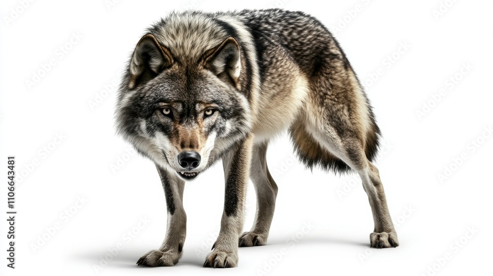 Fototapeta premium This image captures the wild essence of a furry Iberian wolf.