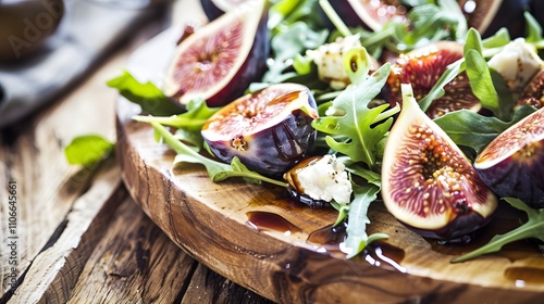 a fig and goat cheese salad served  photo