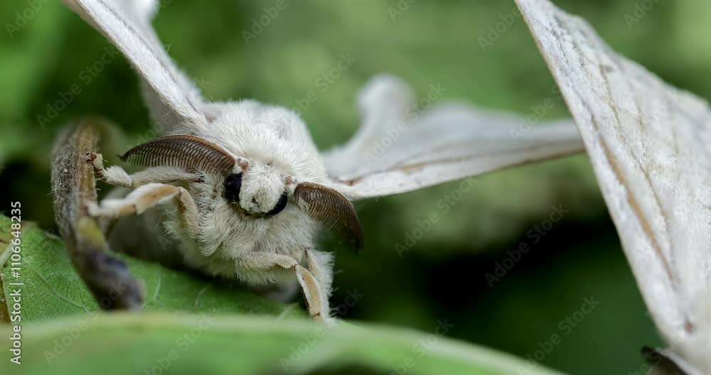 Silk moth head, extreme closeup, Bombyx mori Silk moth head, extreme closeup, Bombyx mori