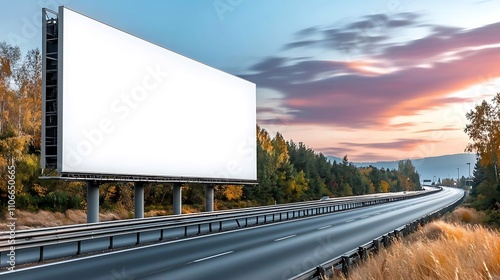 The large blank billboard with its empty white background exudes a sense of potential and opportunity photo