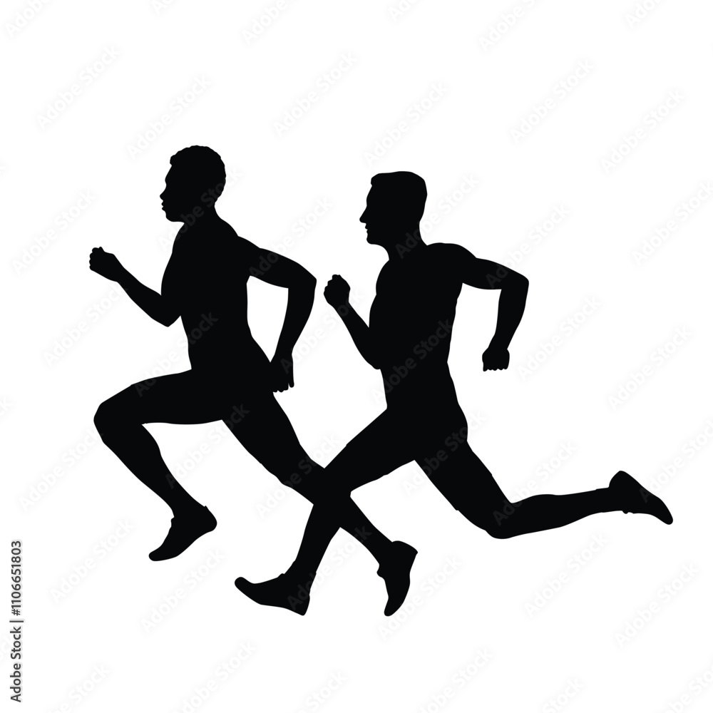Silhouettes of people running in a race Silhouettes of people running in a race