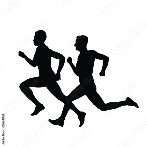 Silhouettes of people running in a race