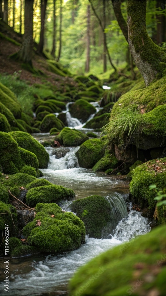 winding forest stream cutting through layers of mountains winding forest stream cutting through layers of mountains