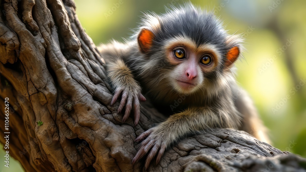 Marmoset in a tree, a moment of wildlife repose. Marmoset in a tree, a moment of wildlife repose.