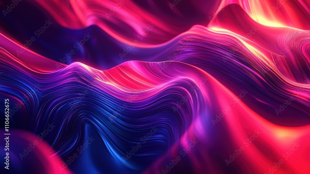 Obraz premium Abstract Pink And Blue Wavy Lines Digital Art