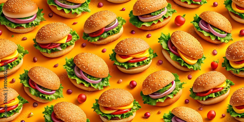 Minimalist Burger Seamless Pattern Macro Photography Minimalist Burger Seamless Pattern Macro Photography