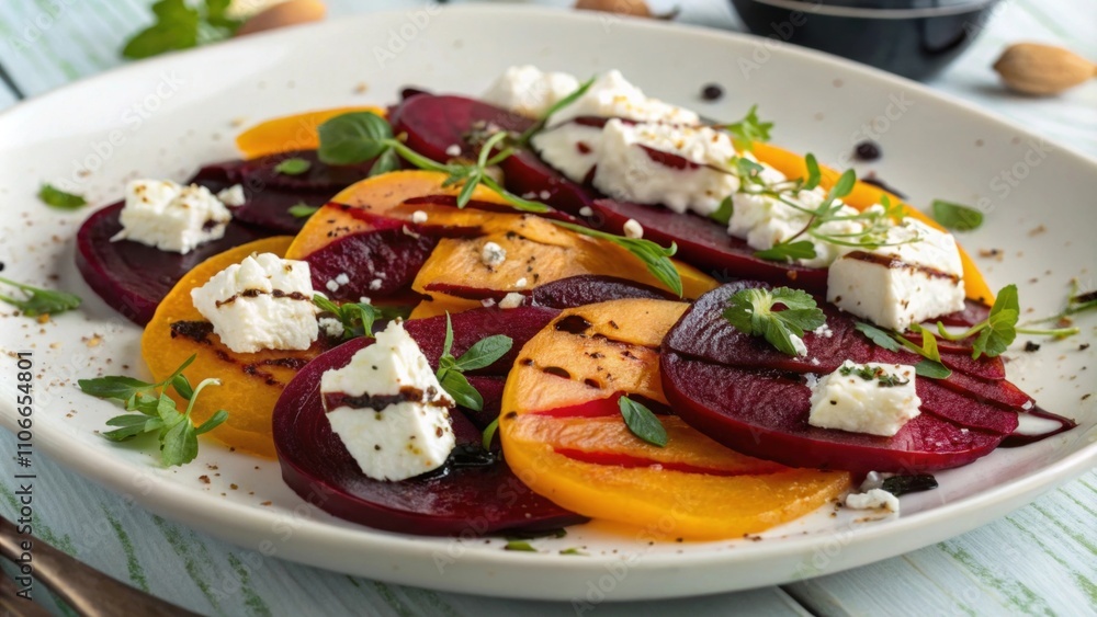 Earthy beets mingling with sharp goat cheese offering a colorful plate that balances sweetness with creamy rich undertones. Earthy beets mingling with sharp goat cheese offering a colorful plate that balances sweetness with creamy rich undertones.