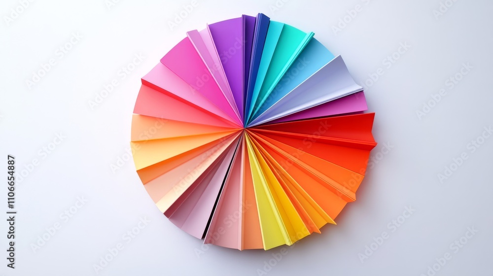 Obraz premium Colorful Paper Folds in Circular Arrangement Creating Vibrant Palette