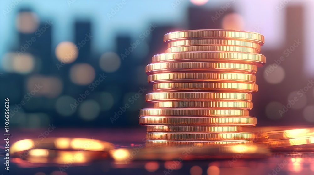 Stack of Golden Coins Finance Success Stack of Golden Coins Finance Success
